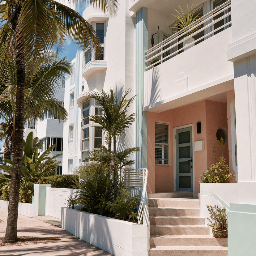 South Beach art deco apartment exterior